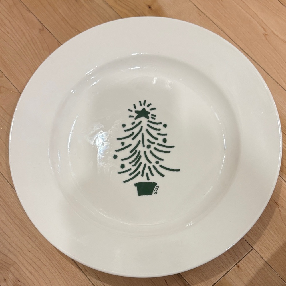 Crate and barrel Christmas tree plate designed by Trish richman